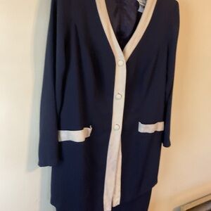 Navy and Cream Button-Up Dress